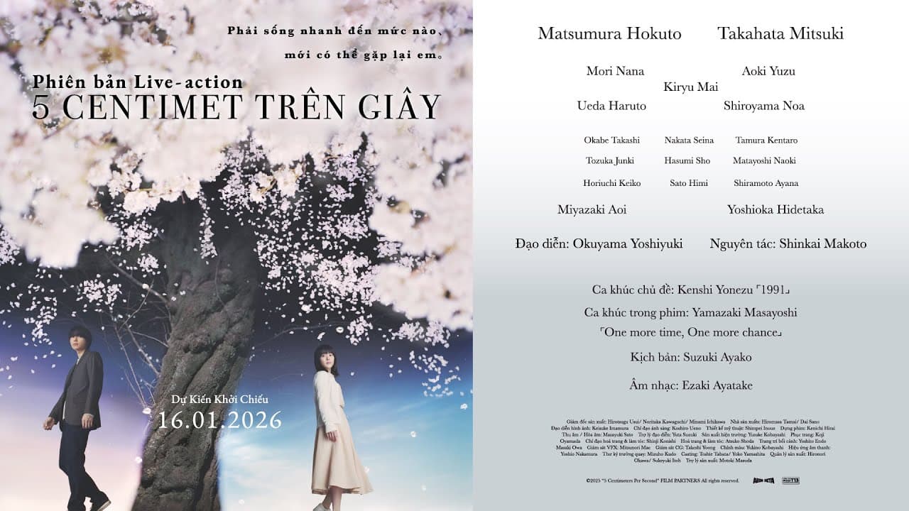 Poster phim 5 Centimet Trên Giây live action