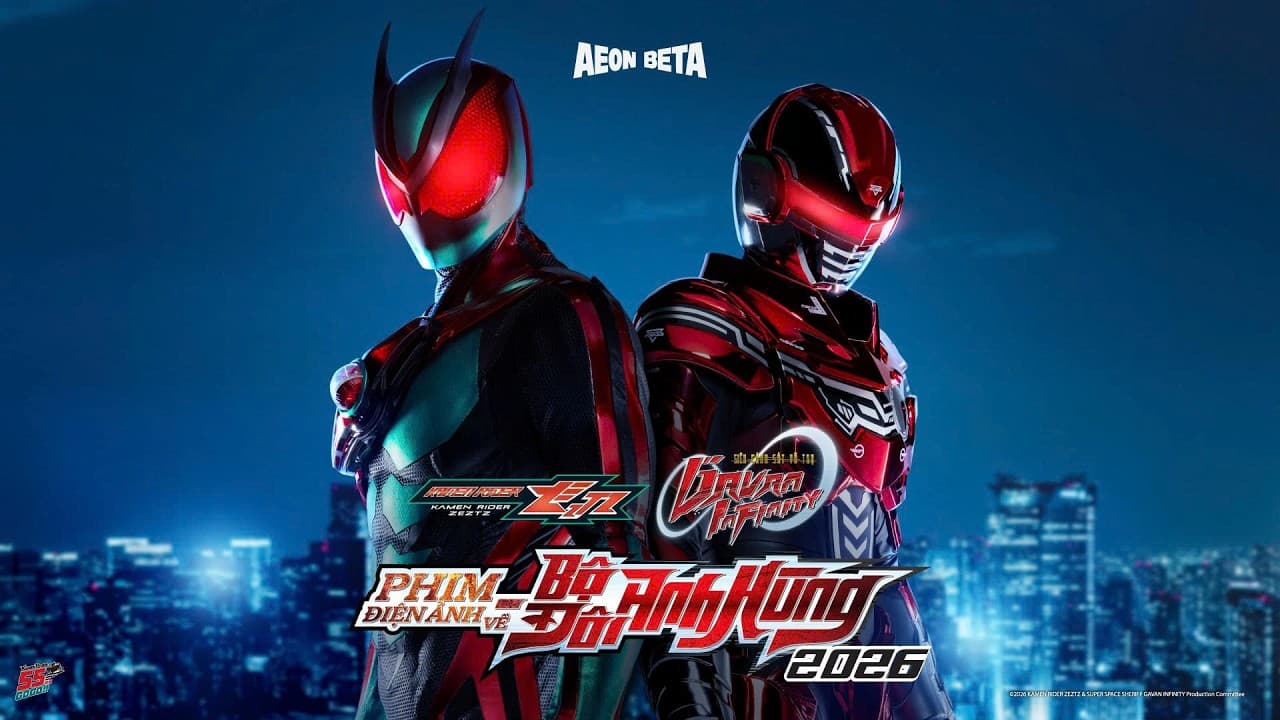 Poster phim Bộ Đôi Anh Hùng 2026: Kamen Rider Zeztz & Siêu Cảnh sát Vũ trụ Gavan Infinity